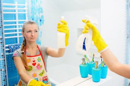Professional carpet cleaner working in a Belsizepark living room