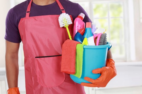 Professional home cleaners working in a Belsizepark residential property